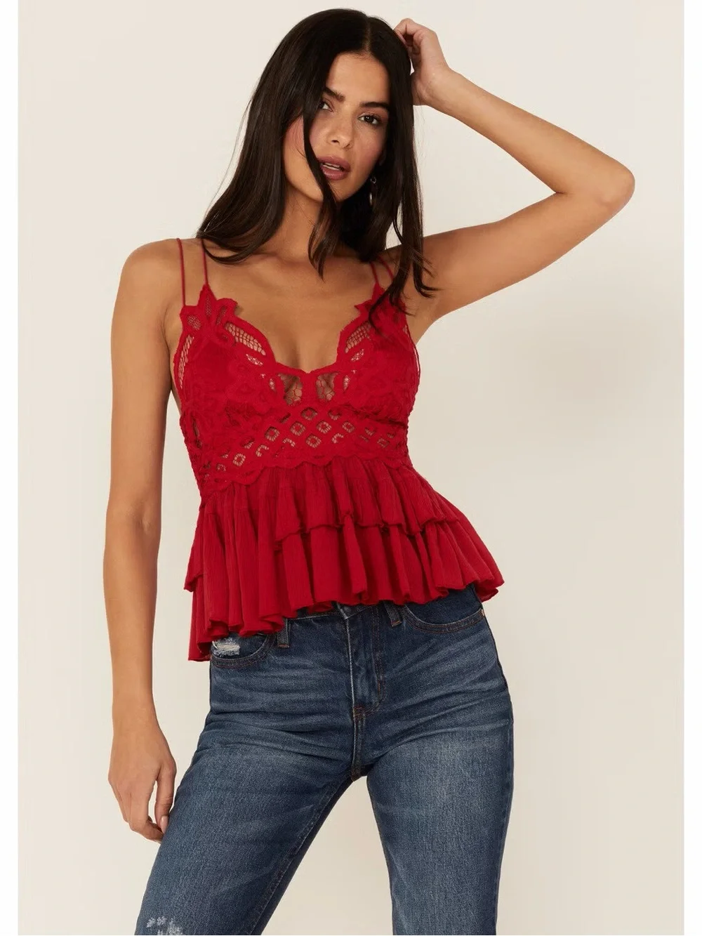 Like New - Free People Adella Cami in Cherry Red (Small)